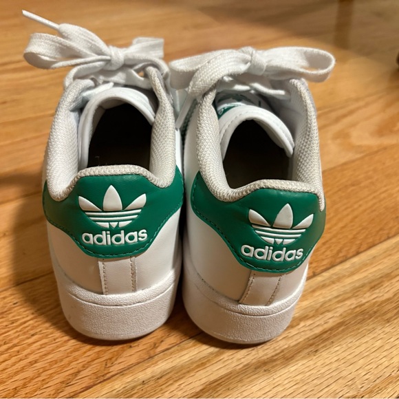 adidas Superstar White and Green Sneakers - Picture 6 of 10